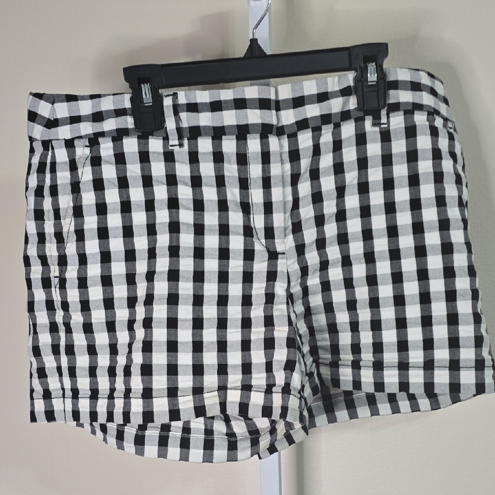 LOFT Black and White Gingham Bermuda‎ Shorts Sz 8